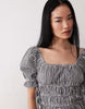 Wednesday's Girl seersucker milkmaid mini dress in black gingham
