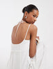 & Other Stories linen midi dress with thin crossover straps in white