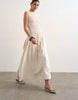 Topshop dropped waist heavy cotton maxi dress in white