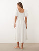 JDY drop waist midi dress in white