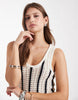 crochet knit summer mini dress in ecru