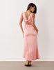 Vero Moda sleeveless satin maxi dress in coral pink