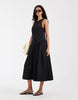 & Other Stories ruched drop waist maxi dress in black