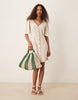 JDY linen mix midi shirt dress in beige