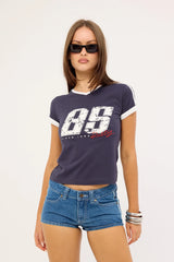 Rusty Le Sports Jersey Baby Tee Navy