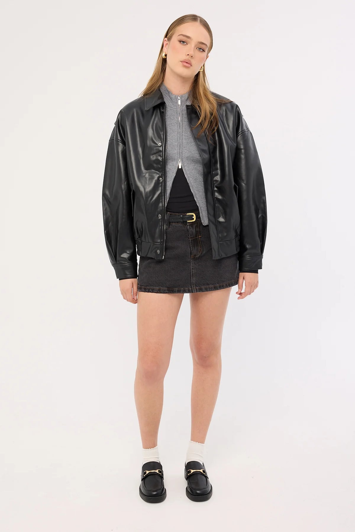 Thrills Sophie Denim Mini Skirt Black Bull
