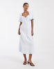 & Other Stories linen look puff sleeve midaxi dress with twist sweetheart neckline in pastel blue