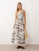 crinkle scoop neck midaxi sundress with shirred waist in animal print