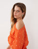 Never Fully Dressed Petite Tilly off shoulder plisse mini dress in orange