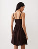 Free Society shirred beach mini dress in dark brown