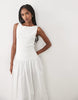 Mango cotton rich puff ball maxi dress in white