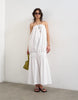 Topshop poplin bandeau super dropped waist maxi dress in white
