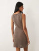 knit 3D floral mini dress in mocha