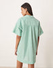 bowling shirt dress in green stripes