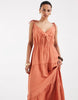 Vero Moda tie shoulder cami midi tiered dress in orange