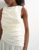 Topshop poplin ruched full skirted maxi dress in ivory