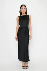 Candice Dress ~ Black Luxe Satin