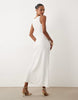 YAS scoop neck satin maxi dress in white