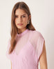 high neck hanky hem chiffon maxi dress in sugary pink