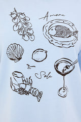 Perfect Stranger Amore Al Sole Oversized Graphic Tee Blue