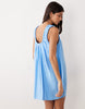 performance fabric scoop ruched neck mini sundress in bright blue