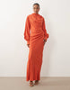 Tall high neck draped maxi dress with draped skirt in orange