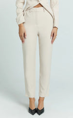 Hermie Pants - High Waisted Cropped Tailored Pants in Putty