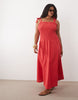 Esmee Curve sleeveless maxi beach dress with trim in red