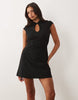 cap sleeve with keyhole detail mini dress in black