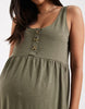 Mamalicious Maternity 2 function nursing button up mini sundress in dark khaki