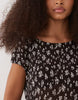 Mango cap sleeve crinkle midi dress in brown floral print