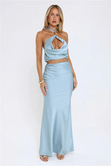 Dreambound Satin Halter Top Blue