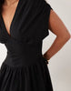 plunge waisted mini dress in black