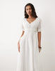 smock maxi dress with techy fabric with shirred waist in white
