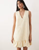 Sister Jane Lemon Zest embellished v-neck sleeveless ruffle hem mini dress in yellow
