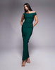 Vesper bengaline off shoulder maxi dress in forest green