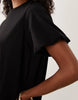 short puff sleeve bubble mini dress in black