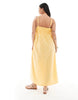 Pieces Curve cami midi dress in pale yellow stripe