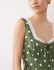 Nobody's Child Petite Heather sweetheart neckline midi dress in green polka dots