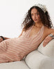 cotton-linen blend halter neck mini sundress with sculpted bust in stripes