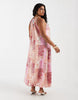 Vero Moda Curve high neck trapeze midi dress in pink paisley patchwork print