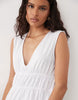 ruched bodice plunge maxi dress in white