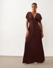 Gina Tricot plunge maxi dress with cape sleeves in chocolate brown
