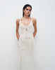 Wanderdoll Lillie knitted scoop neck corsage tassel detail maxi dress in vanilla