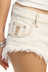 One Teaspoon Micro Dukes Low Waist Mini Denim Short White Beauty