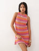 Reclaimed Vintage crochet mini dress in multi stripes