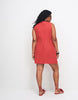 Curve slash neck mini sundress with sculpted bust and eyelet hem in tomato red