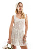 Esmee Exclusive mini lace beach dress with ruffle skirt in cream
