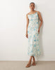 Vero Moda Tall Smilla chiffon cowl neck cami midi dress in blue floral print