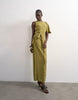 Topshop asymmetric sleeve tie waist cupro maxi dress in khaki